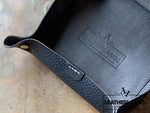 Leather Tray In Black Handstitched