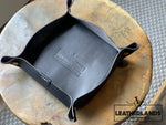Leather Tray In Black / Medium Without Initials Handstitched