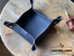 Leather Tray In Black / Small Without Initials Handstitched