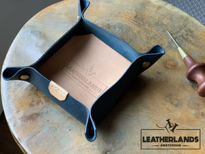 Leather Tray In Natural & Agave Agave / Small Without Initials Handstitched