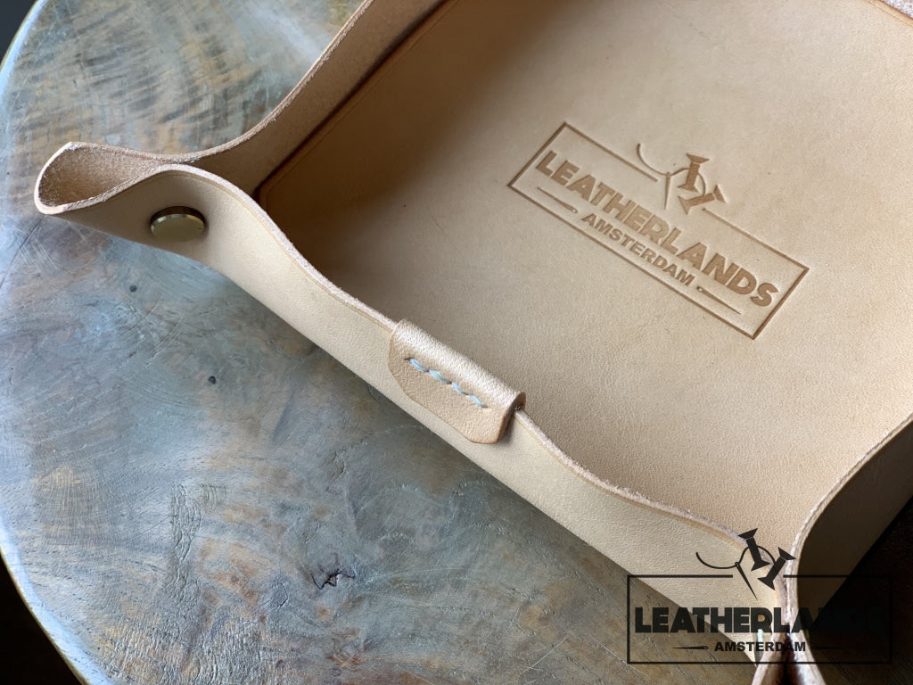 Leather Tray In Natural Handstitched