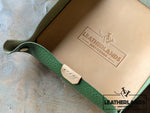 Leather Tray In Natural & Lattuga Handstitched