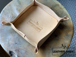 Leather Tray In Natural / Medium Without Initials Handstitched