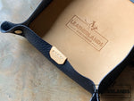 Leather Tray In Natural & Navy Handstitched