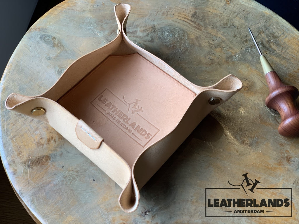 Leather Tray In Natural / Small Without Initials Handstitched