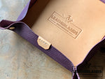 Leather Tray In Natural & Viola Handstitched