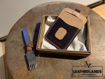 Leatherlands Name Tag/ Work Badge In Purple & Natural Handstitched