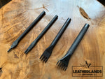 Pricking Irons/ Vlechttand (4 Mm) Set Of Four In Black Iron Leathercraft Tools