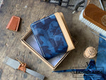 The Billfold In Camo Blue & Natural Colour Handstitched