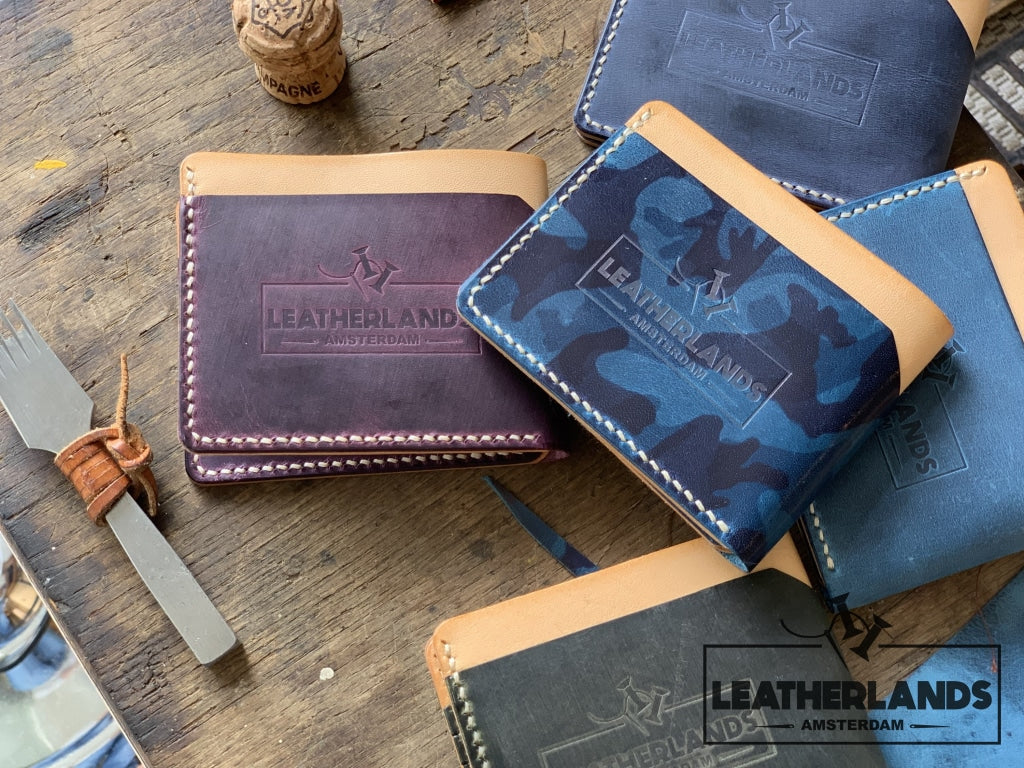 The Billfold In Camo Blue & Natural Colour Handstitched