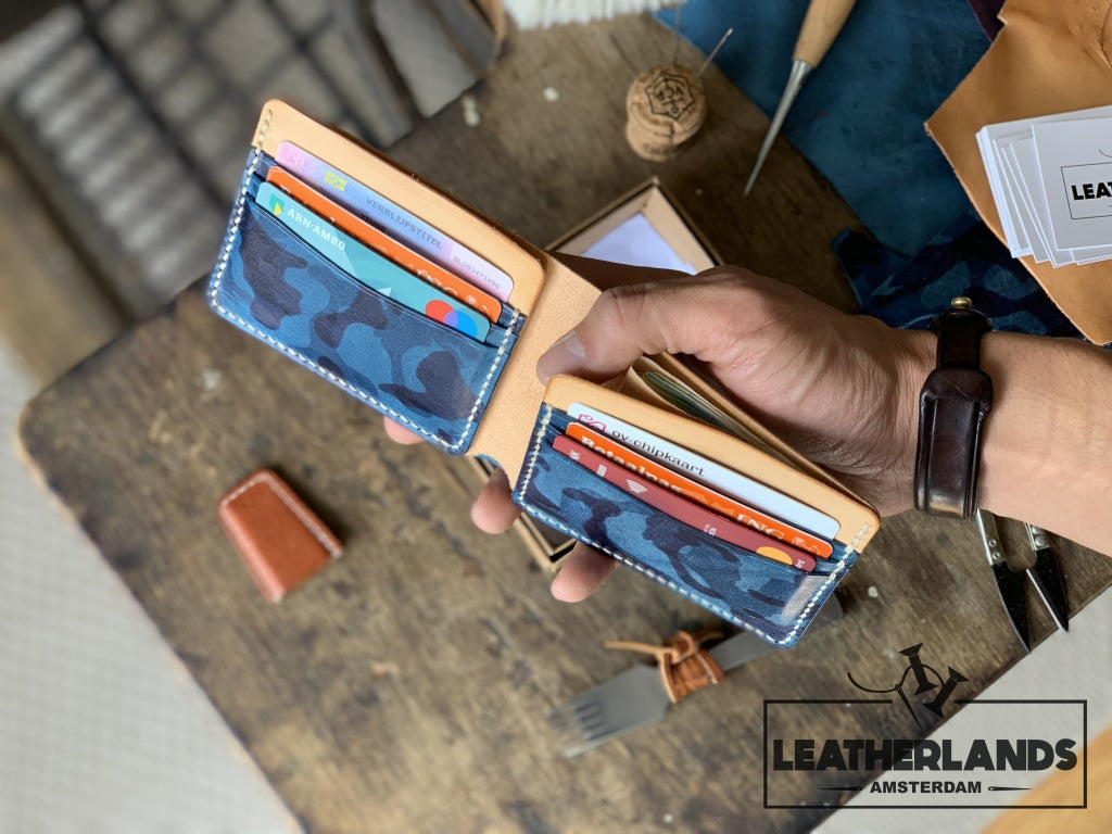 The Billfold In Green & Natural Handstitched