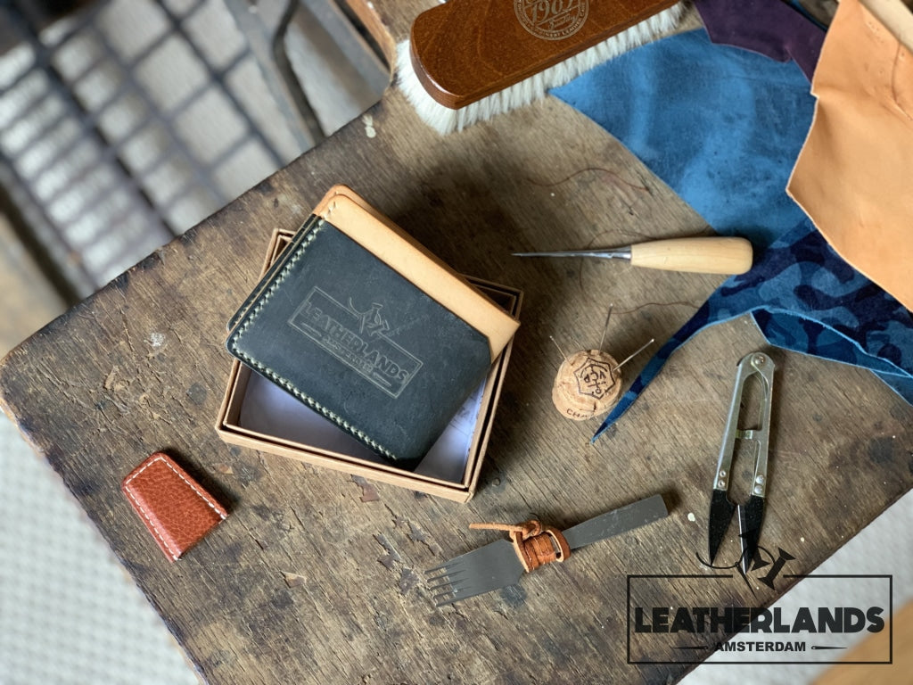 The Billfold In Green & Natural Handstitched