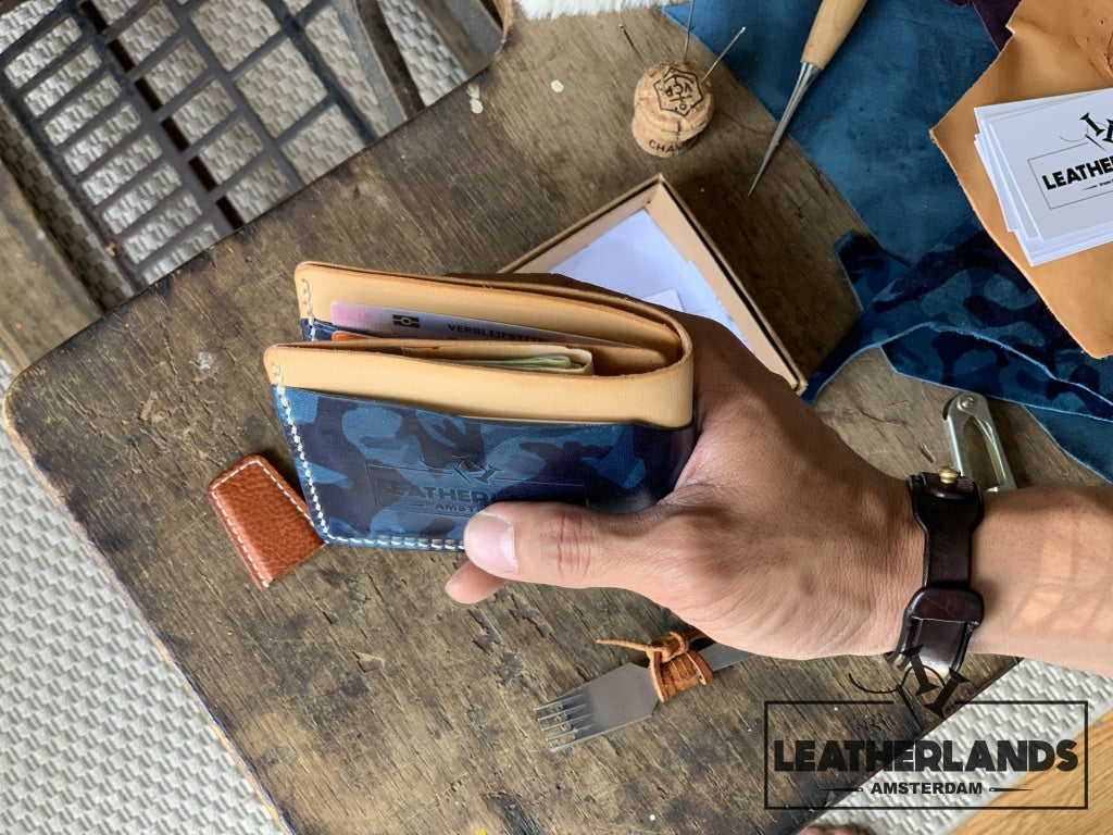 The Billfold In Navy & Natural Handstitched