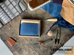 The Billfold In Ocean Blue & Natural Handstitched