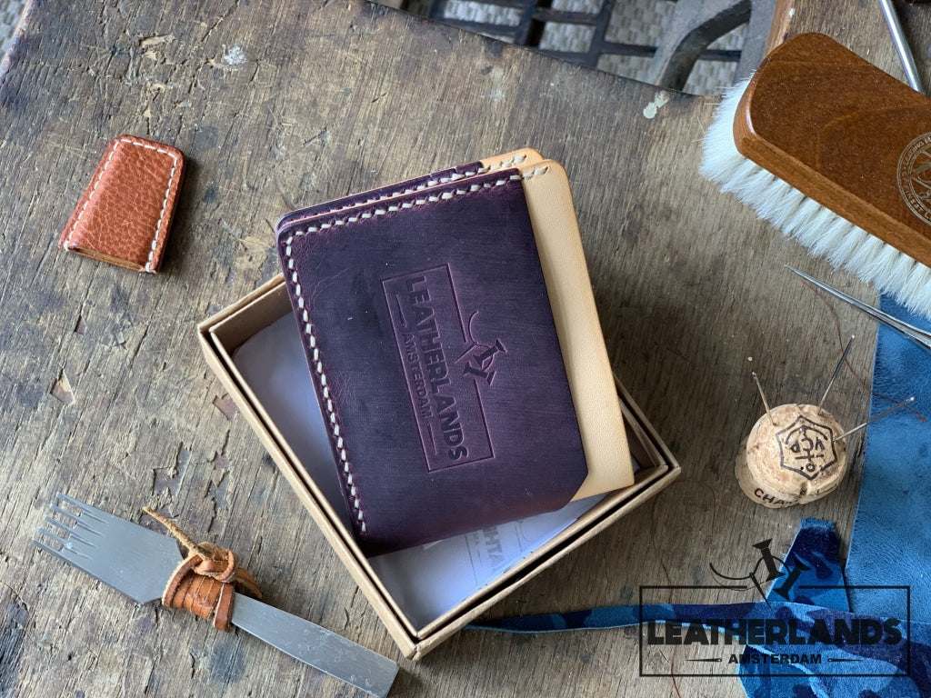 The Billfold In Purple & Natural Handstitched