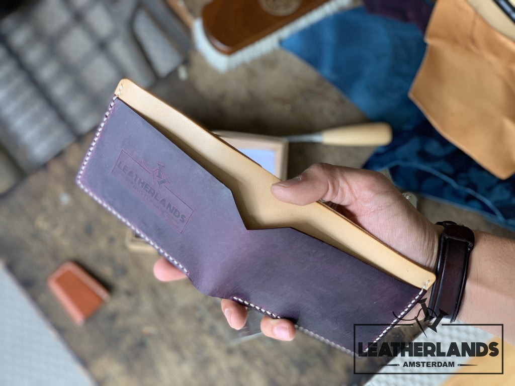 The Billfold In Purple & Natural Handstitched