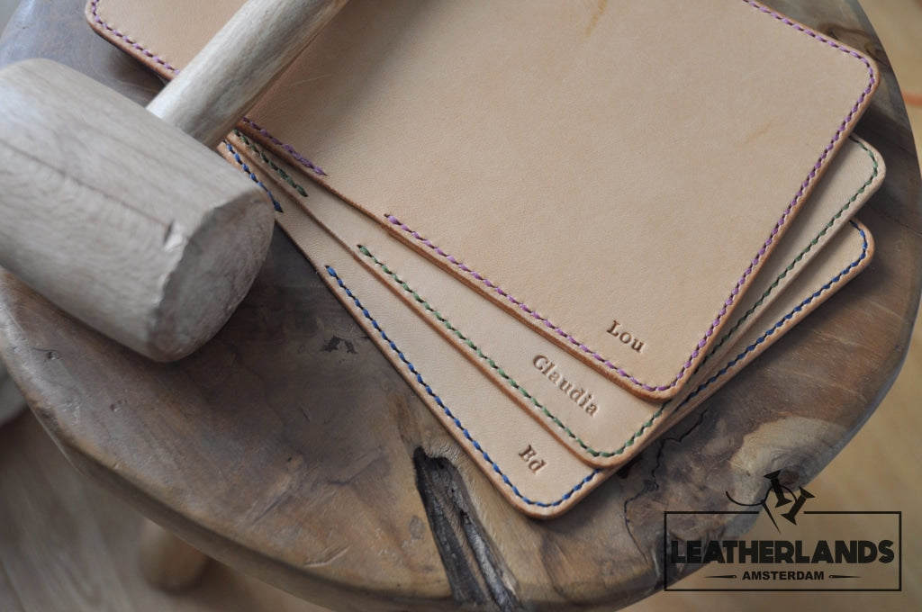 The Domo Passport Holder In Green & Natural With Initials Handstitched