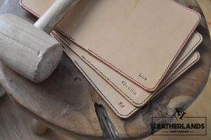 The Domo Passport Holder In Green & Natural With Initials Handstitched