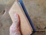 The Domo Passport Holder In Navy & Natural Handstitched