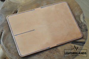 The Domo Passport Holder In Navy & Natural Handstitched