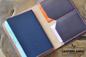 The Domo Passport Holder In Purple & Natural Handstitched