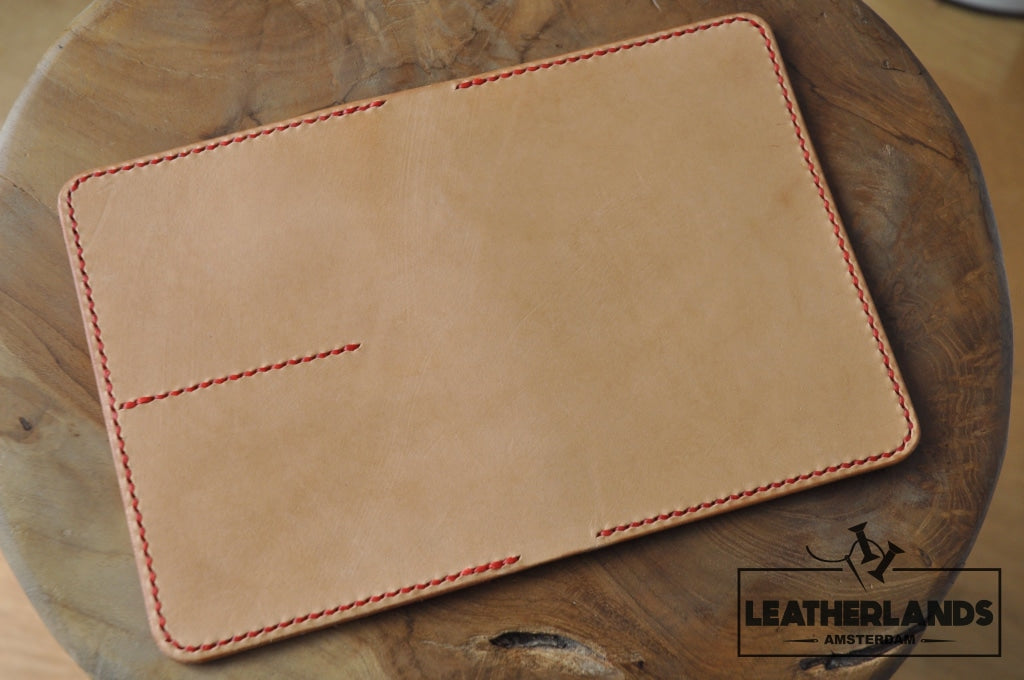 The Domo Passport Holder In Red & Natural Handstitched