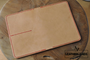 The Domo Passport Holder In Red & Natural Handstitched