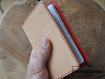 The Domo Passport Holder In Red & Natural Handstitched